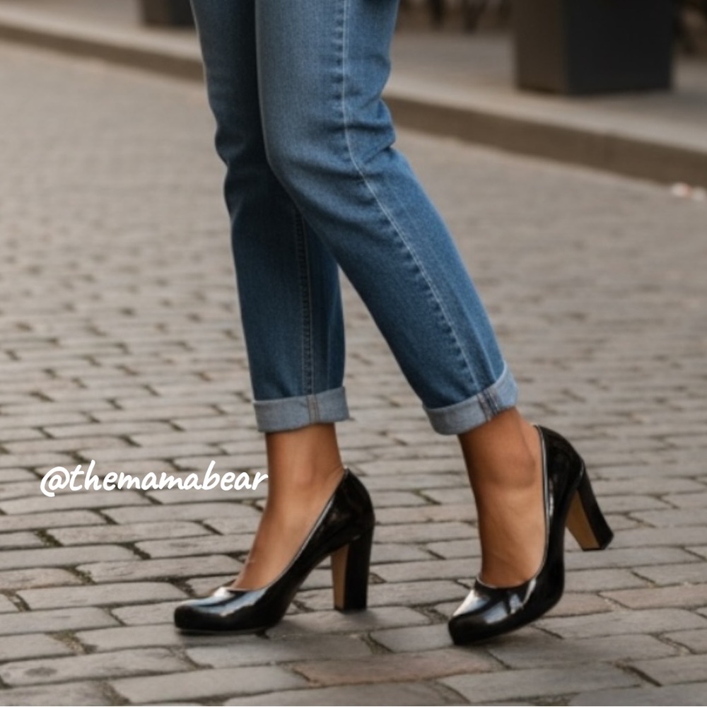 Cole Haan Nike Air Black Patent Leather Block Heel Pumps – Size 6